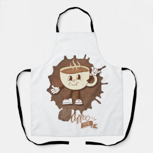 Tablier **L'heure du café – Tasse souriante mignonne avec