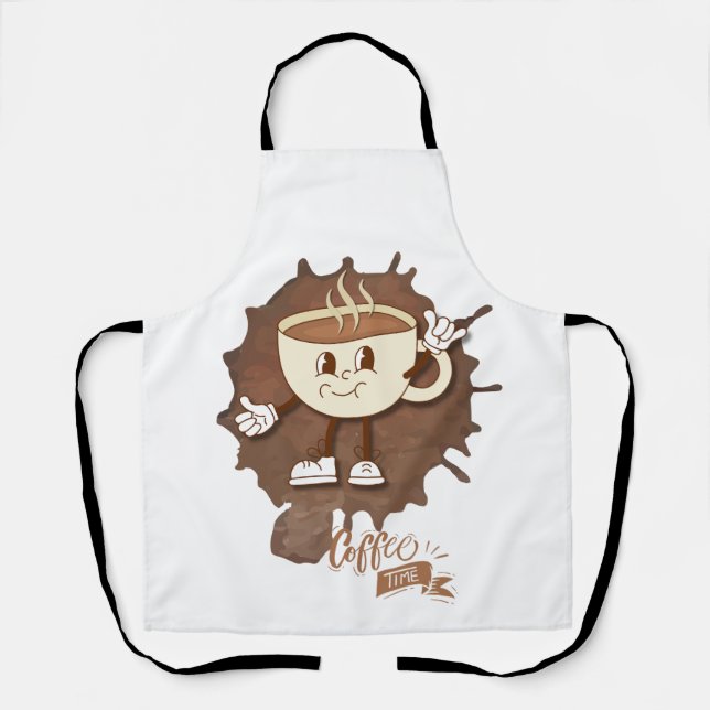 Tablier **L'heure du café – Tasse souriante mignonne avec  (Recto)