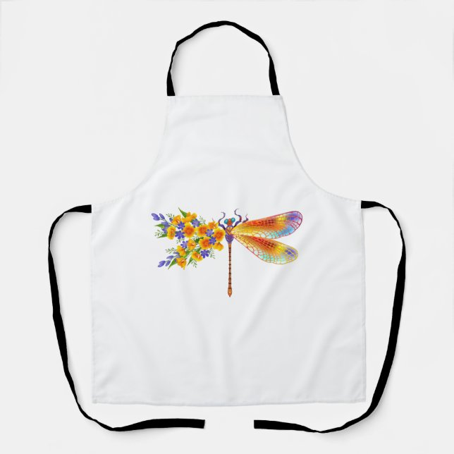 Tablier libellule de fleurs jaunes (Recto)