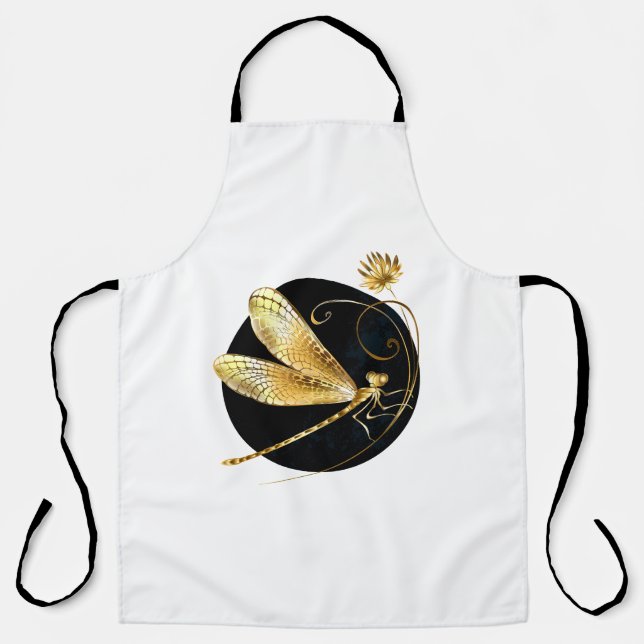 Tablier libellule d'or en cercle noir (Recto)