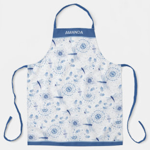 Tablier Libellules et fleurs Chinoisiere bleues