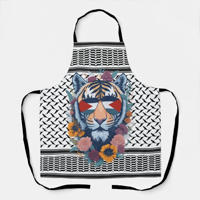 Tablier Libérez la Palestine ARABE AVEC le tigre MAP (Recto)