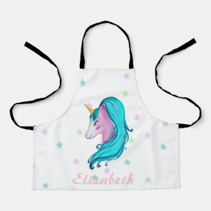 Tablier Licorne Aquarelle Étoiles Colorées - Personnalisé