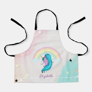 Tablier Licorne Aquarelle Magique, Arc-en-Ciel, Étoiles