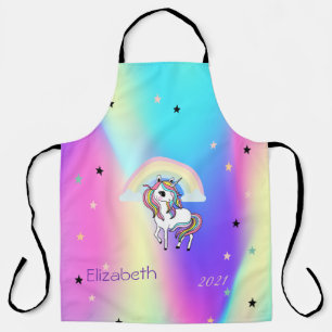 Tablier Licorne arc-en-ciel magique étoiles holographique
