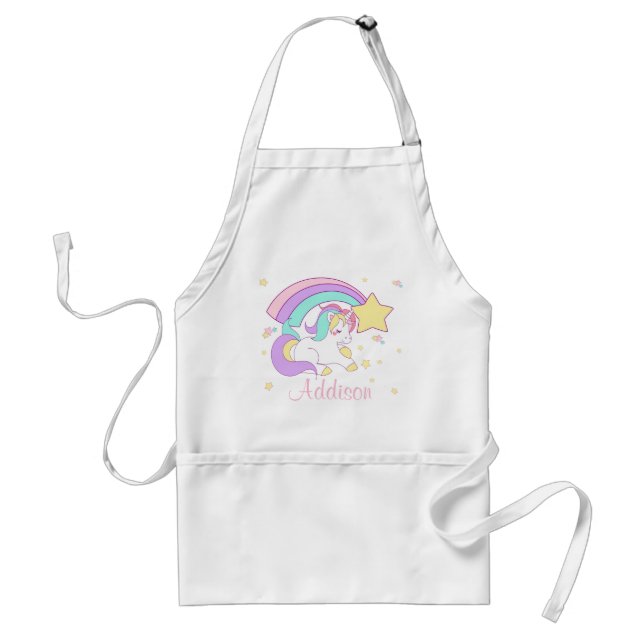 Tablier Licorne Arc-en-Ciel Magique Personnalisée Mignonne (Devant)