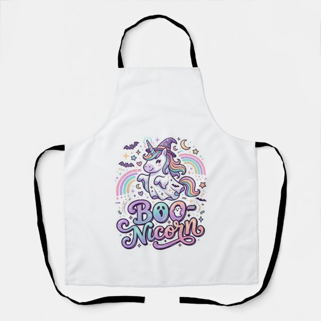 Tablier Licorne Boo-licorne Vecteur Premium Conception Vec (Recto)