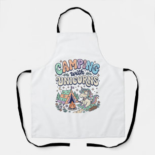 Tablier Licorne Camping avec Licorne Kawaii Autocollant et
