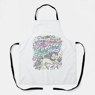 Tablier Licorne Cœur Doux Corne Pointue Fond Blanc Typo