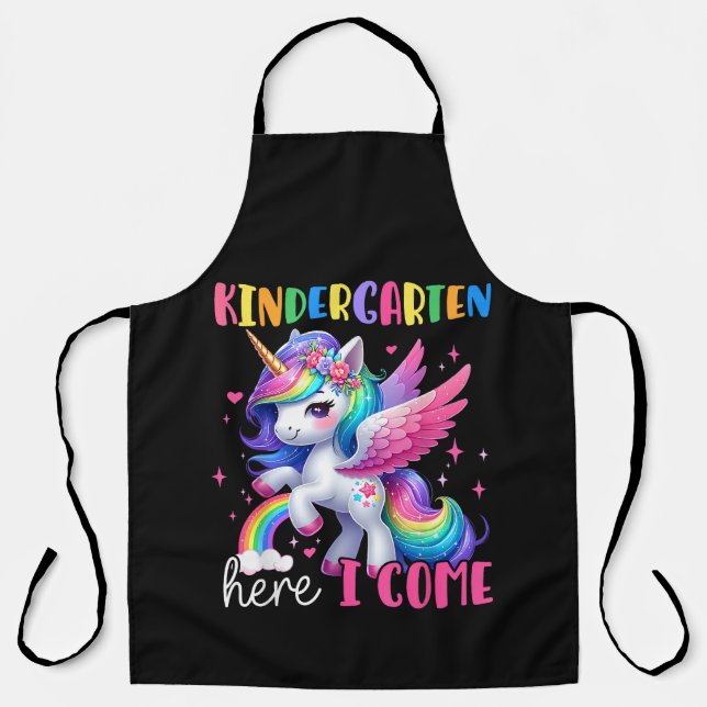 Tablier Licorne de maternelle j'arrive retour à l'école (Recto)
