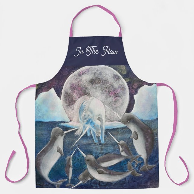 Tablier Licorne et narvals, art fantaisiste (Recto)
