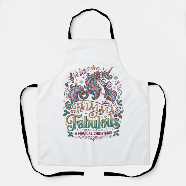 Tablier Licorne Fa La La La Fabuleux Fond Blanc Mignon (Recto)