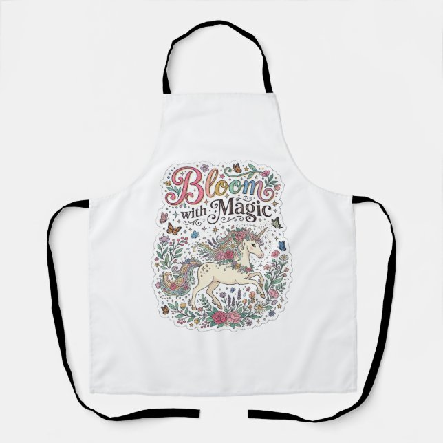 Tablier Licorne Fleurir avec la Typographie Vectorielle Pr (Recto)