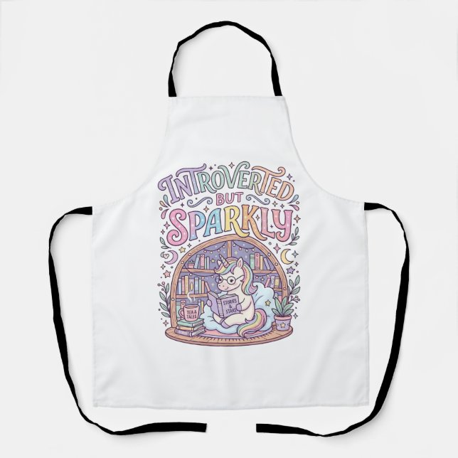 Tablier Licorne Introvertie mais Originale Blanche Étincel (Recto)