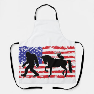 Tablier Licorne, Jackalope, Bigfoot et le drapeau américai