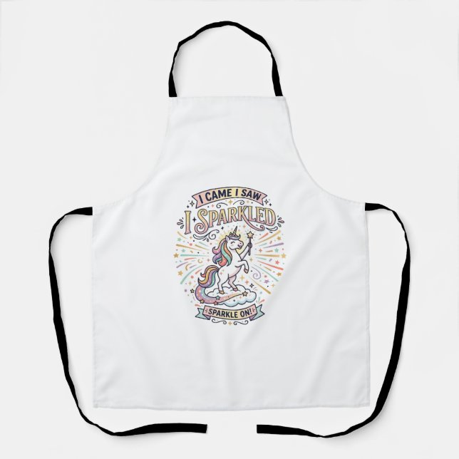 Tablier Licorne J'arrivai Je Vis Je Scintillai Impression  (Recto)