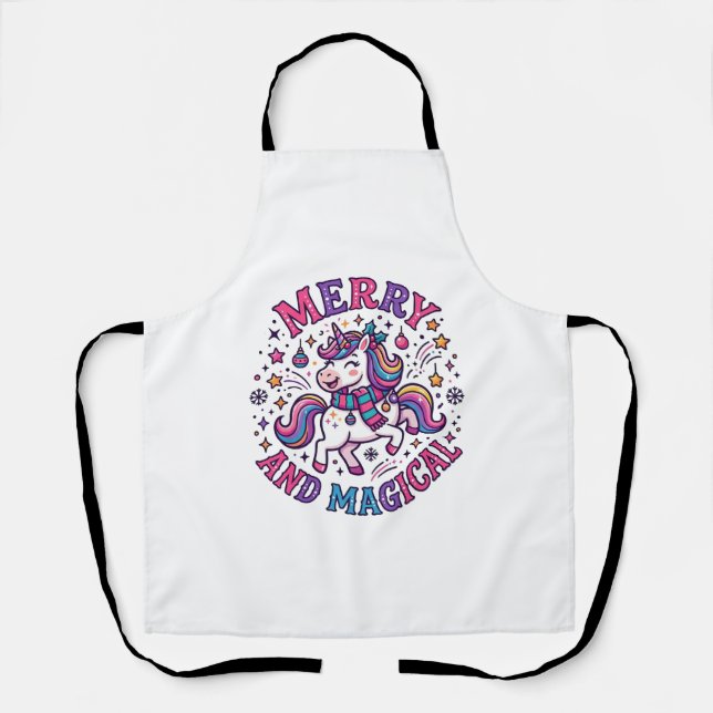 Tablier Licorne joyeuse et magique (Recto)