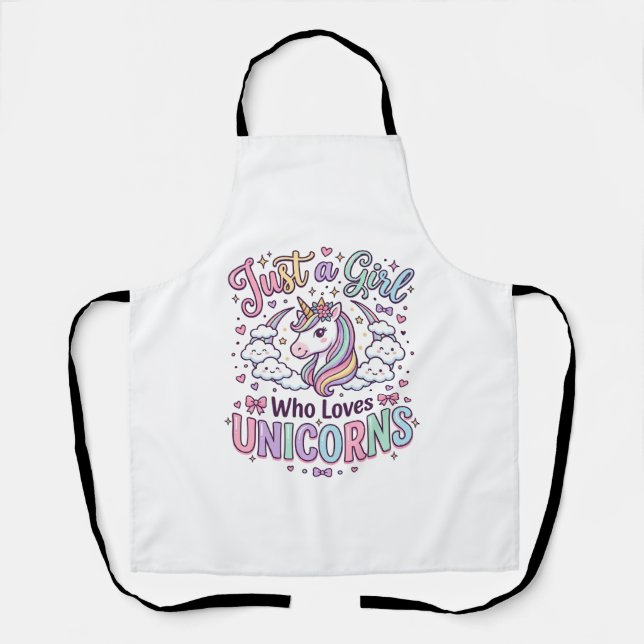 Tablier Licorne Juste une fille qui aime les licornes fond (Recto)