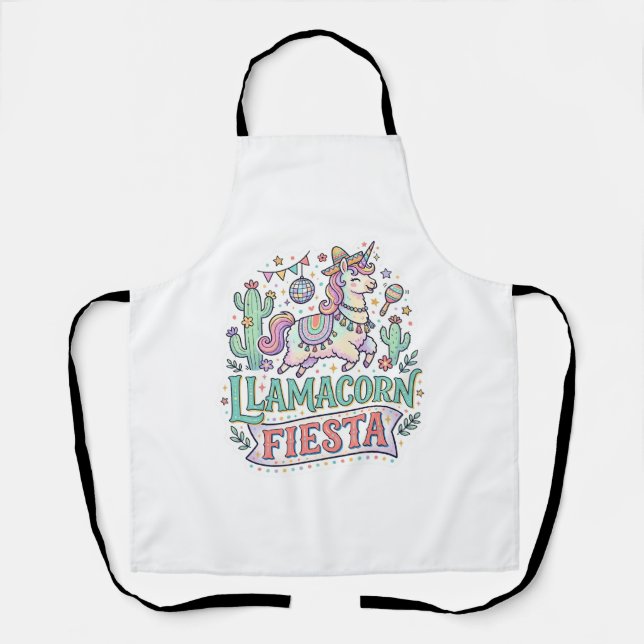 Tablier Licorne Llamacorn Fiesta Premium Vector POD Artwor (Recto)