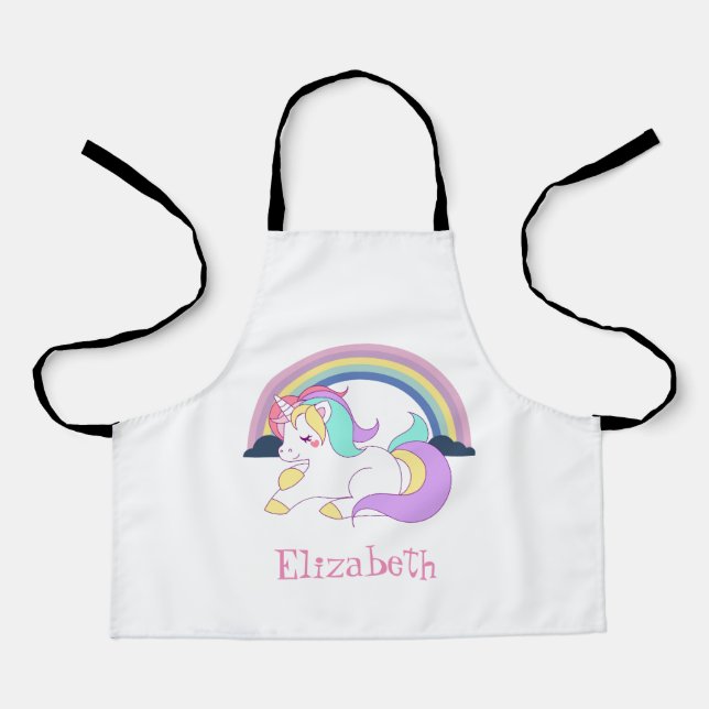 Tablier Licorne Magique Adorable, Arc-en-Ciel (Recto)