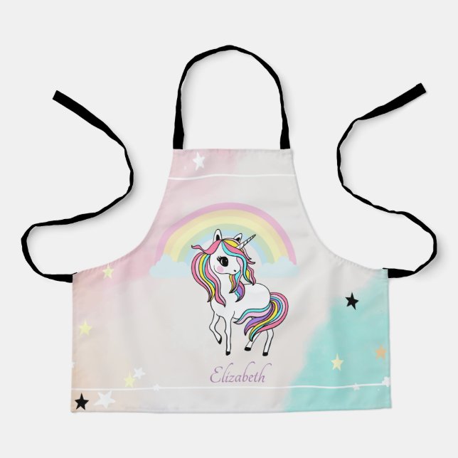 Tablier Licorne Magique, Arc-en-Ciel, Étoiles (Recto)