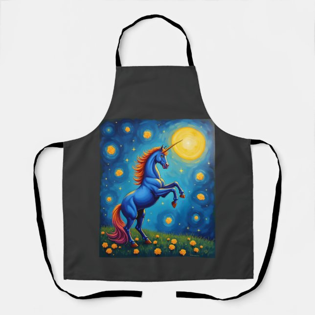 Tablier Licorne Mignonne Nuit Étoilée (1) (Recto)