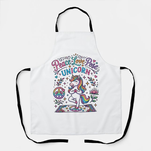 Tablier Licorne Paix Amour Pose Licorne Fond Blanc S (Recto)