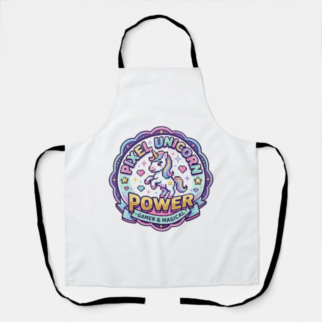 Tablier Licorne Pixel Licorne Puissance VÊTEMENTS PRÊT POD (Recto)
