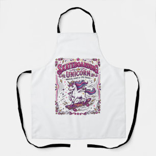Tablier Licorne Skateboarding Licorne Stylée Fond Blanc