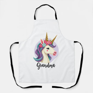 Tablier Licorne Vintage Grand-mère Or Paillettes Floral Vi