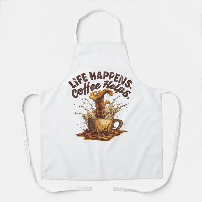Tablier Life Happens Coffee HeAll-Over Print Apron, Medium (Recto)