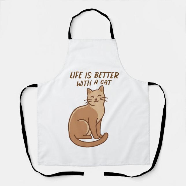Tablier Life Is Better With a Cat – Cute Cat Lover Design (Recto)