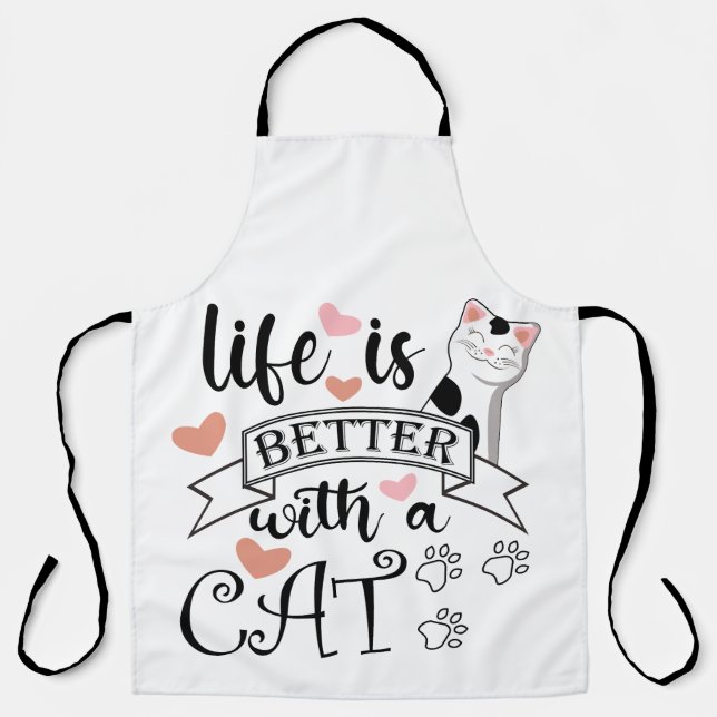 Tablier Life is Better With a Cat quote slogan (Recto)