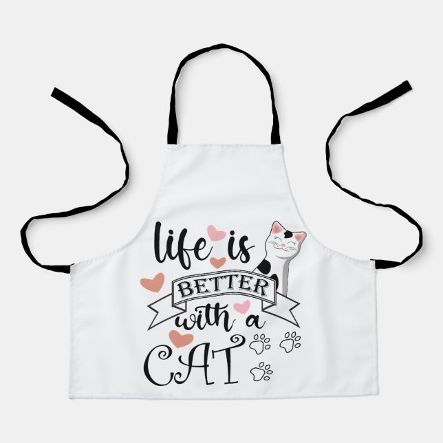 Tablier Life is Better With a Cat quote slogan (Recto)