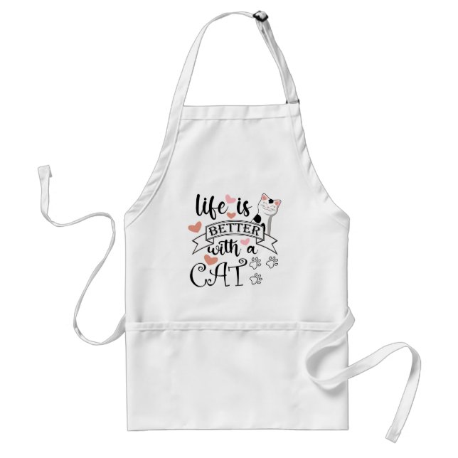 Tablier Life is Better With a Cat quote slogan (Devant)
