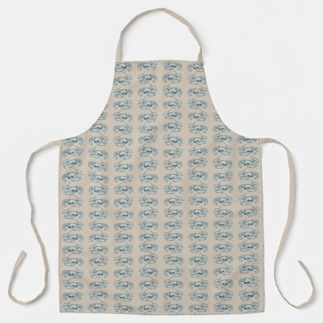 Tablier Ligne de homard bleu dessin sur plage de sable cou (Recto)