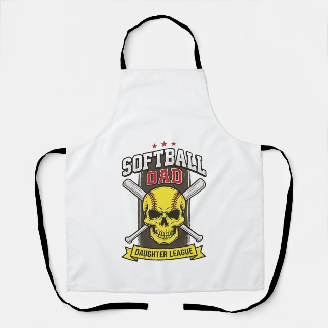Tablier Ligue de softball père fille design vectoriel vint (Recto)