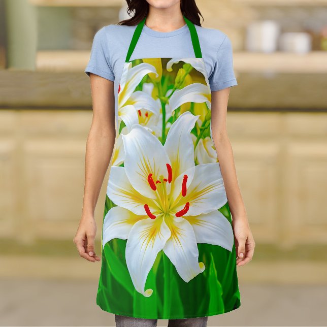 Tablier Lily blanche (Apron with white lily)