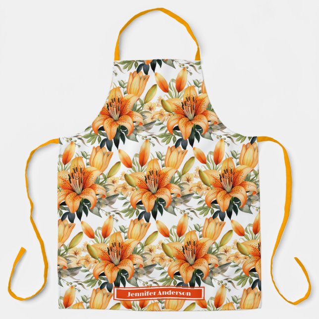 Tablier Lily Fleur de Lys Tigre Orange Stargazer  (Recto)