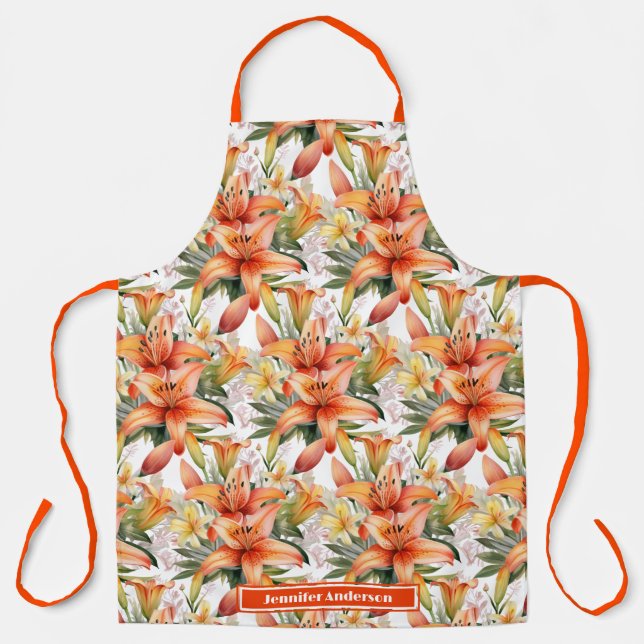 Tablier Lily Fleur de Lys Tigre Orange Stargazer  (Recto)