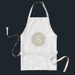 Tablier Linge Beige pointillé Monogramme circulaire<br><div class="desc">Chic classique Preppy personnalisé Monogramme dans un cadre circulaire avec une bordure en pointillé Polka mignonne</div>