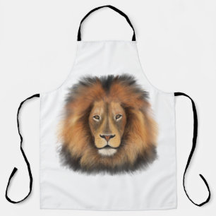 Tablier lion aquarelle Leo roi safari animal jungle chat