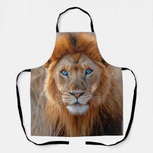 Tablier Lion majestueux mâle aux yeux bleus brillants