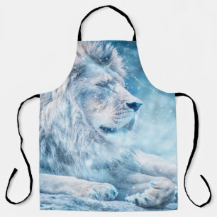 Tablier Lion neige couché animal d'art
