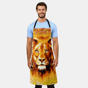 Tablier Lion Safari Dessin Lion coloré Peinture