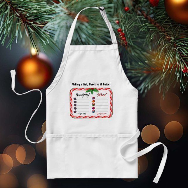 Tablier Liste coquine ou Nice (Naughty and Nice List Apron.
A chef's checklist for Santa Claus. )