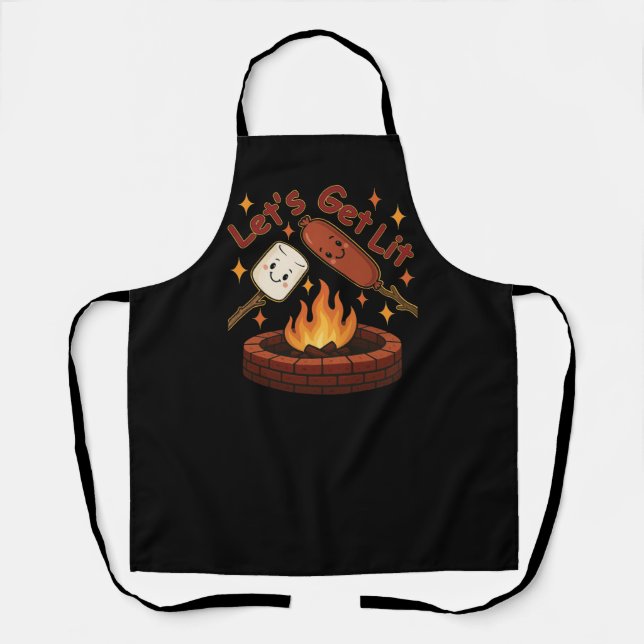Tablier Lit Firepit - mignon Marshmallow & Hot Dog (Recto)