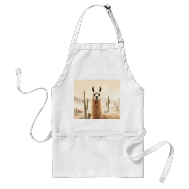Tablier Llama de sable doux avec courant de cactus (Devant)