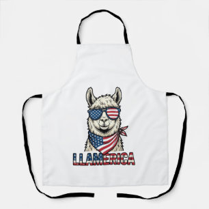 Tablier Llamerica Lama Patriotique Design Vector Vintage_1