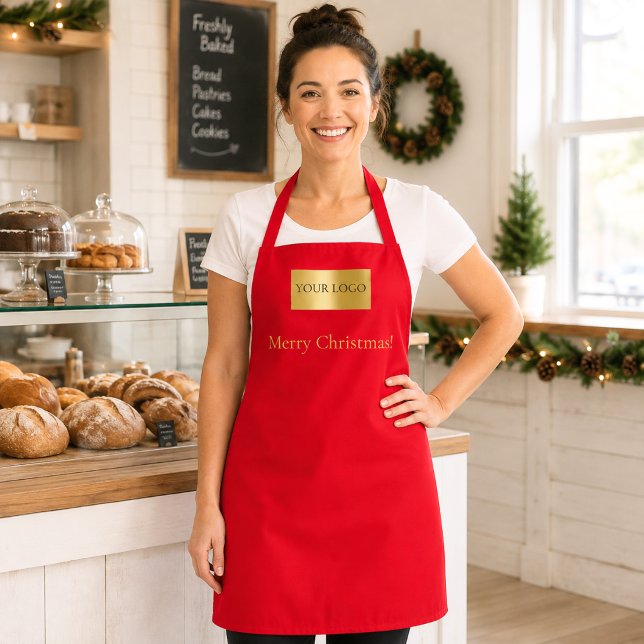 Tablier Logo commercial or rouge de Noël (Créateur téléchargé)